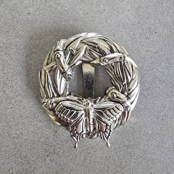 John Hardy Jewelry - John Hardy Signed Vintage Butterfly Bamboo Brooch Clip Rhodium Plated